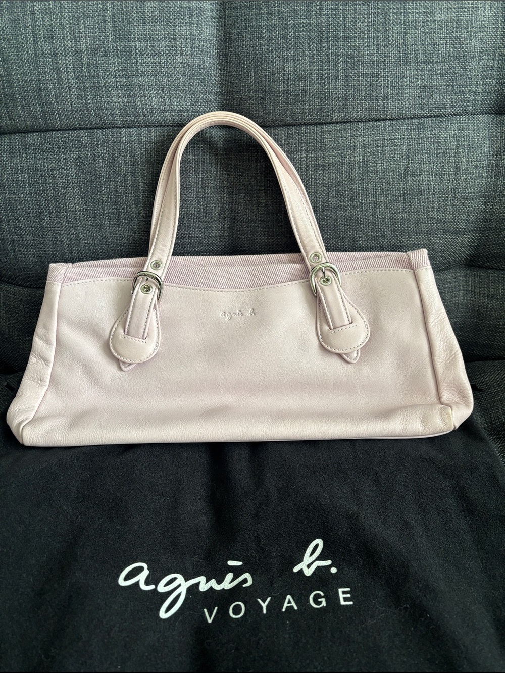 Agnes B. Pale Purple Leather Shoulder Bag